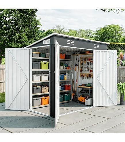 Amazon | 物置 屋外 戸外収納庫 スチール 幅195*奥行き150*高180